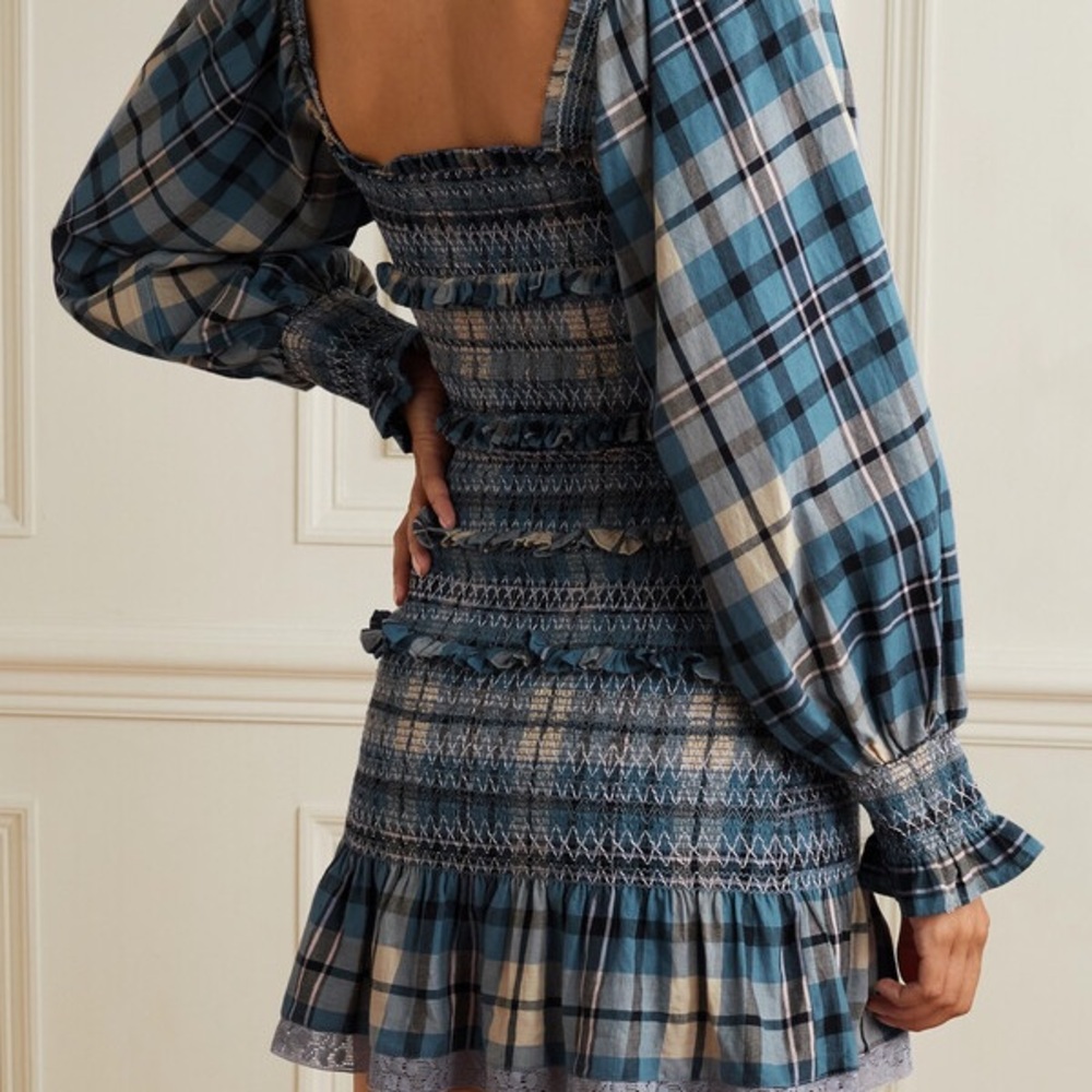 Loveshackfancy Stanley Smocked Checked Cotton-Fla… - image 2